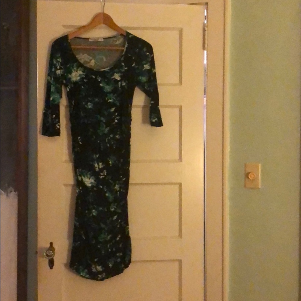 Green and white floral dress